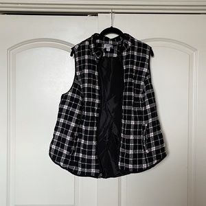 Croft & Barrow Plaid Vest | White Black Red | Sz1X